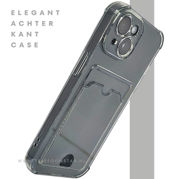 iPhone 15 Transparant Hoesje &ndash; Met Opklapbare Kaarthouder & Stevige Bescherming