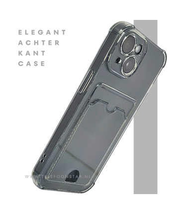 iPhone 15 Transparant Hoesje &ndash; Met Opklapbare Kaarthouder & Stevige Bescherming