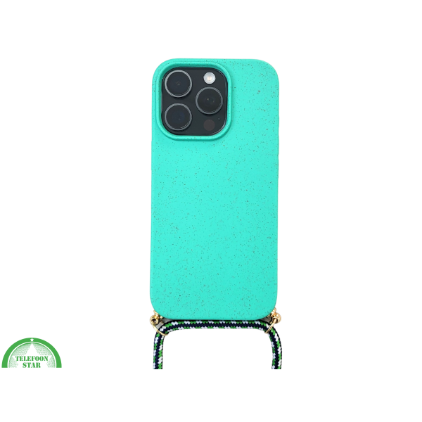Groen Eco Koord Hoesje &ndash; Duurzaam Siliconen Touwkoord Case Met Draagkoord voor iPhone 16 Pro – foto 3