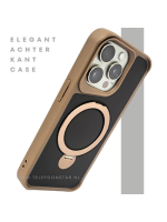 iPhone 15 Pro Hoesje met Ringhouder &ndash; Luxe Bescherming in Bruin-Zwart Design