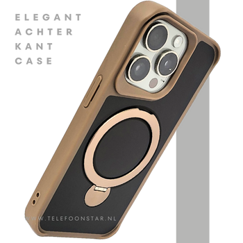iPhone 15 Pro Max Hoesje met Ringhouder &ndash; Luxe Bescherming in Bruin-Zwart Design