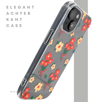 iPhone 15 Hoesje &ndash; Bloemenprint met Strikjes | Vrolijk, Uniek & Beschermend