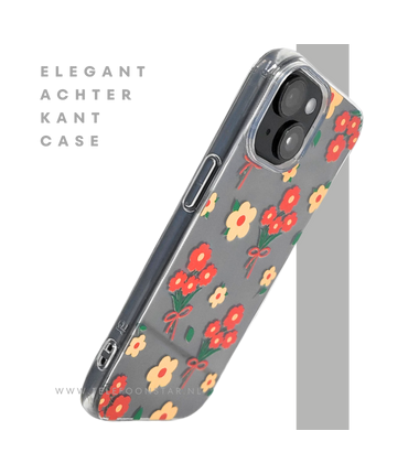 iPhone 15 Hoesje &ndash; Bloemenprint met Strikjes | Vrolijk, Uniek & Beschermend