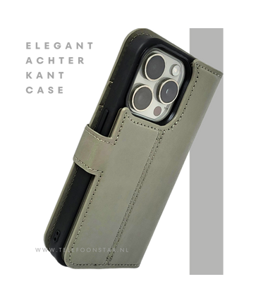 Groen Bookcase Hoesje 2 en 1 iPhone 15 Pro Max&ndash; Lederen Look & Kaartvak | Telefoonstar.nl