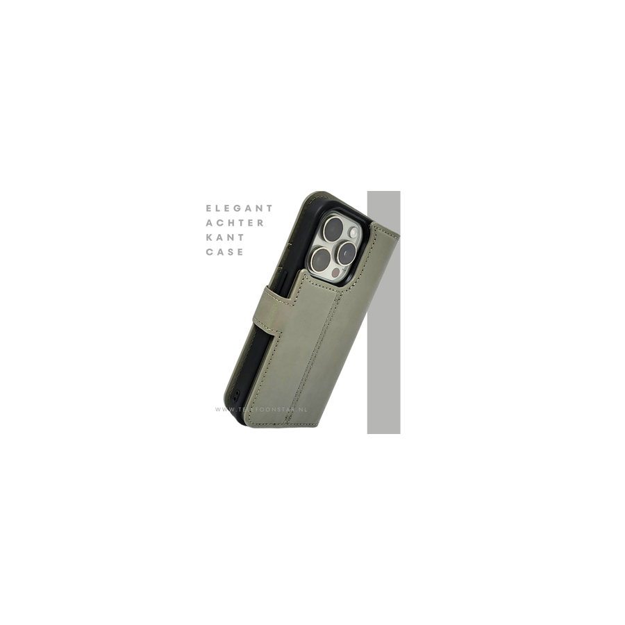 Groen Bookcase Hoesje 2 en 1 iPhone 15 Pro Max&ndash; Lederen Look &amp; Kaartvak | Telefoonstar.nl