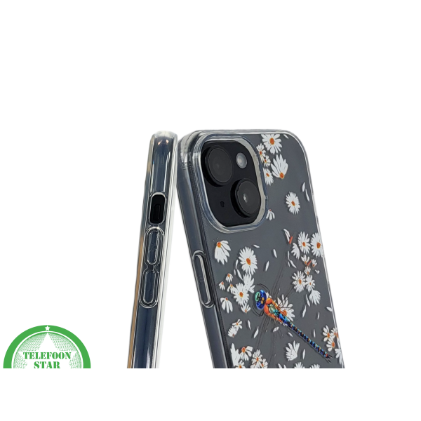 iPhone 15 Hoesje &ndash; Transparant Met Margrietjes en Papegaai | Fris, Kleurrijk &amp; Beschermend – foto 6