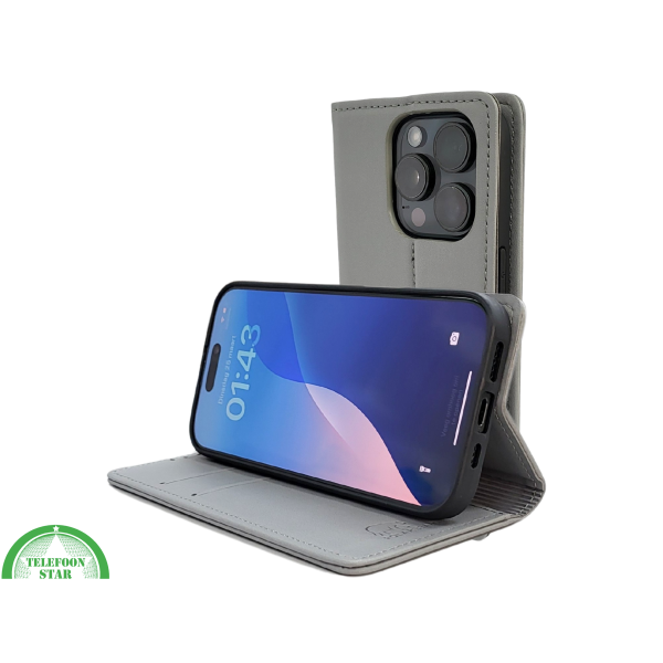 Bookcase Hoesje iPhone 16 Pro Max Grijs &ndash; Stijlvolle Bescherming met Pasjeshouder – foto 6