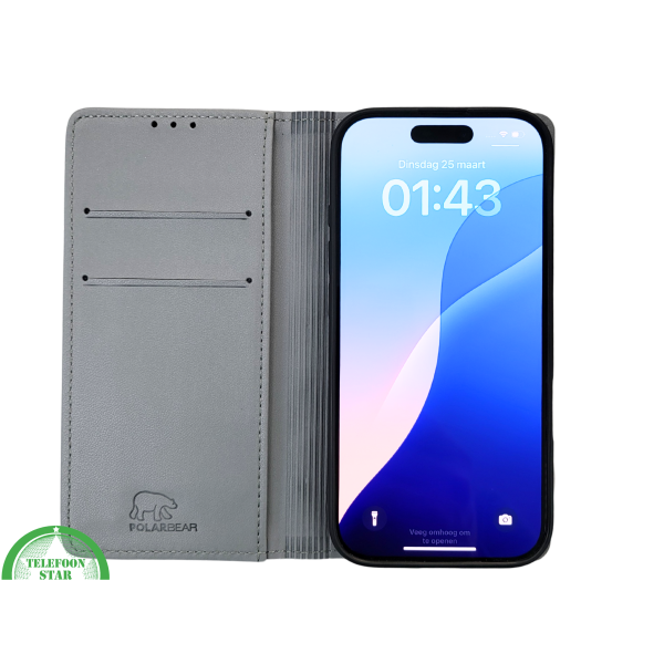 Bookcase Hoesje iPhone 16 Pro Max Grijs &ndash; Stijlvolle Bescherming met Pasjeshouder – foto 7