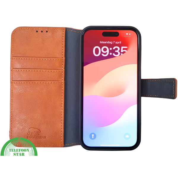 iPhone 15 Plus 2-in-1 Hoesje Bruin Leer &ndash; Bookcase met Uitneembare Backcover – foto 8