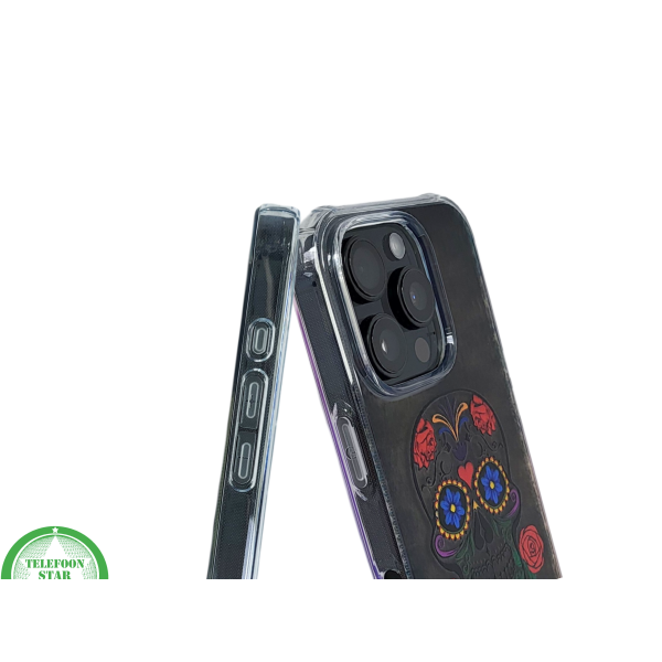 iPhone 16 Pro Hoesje met Skull Design &ndash; Elegante Achterkant Bescherming  Telefoonhoesje Transparant &amp; Stevig – foto 6