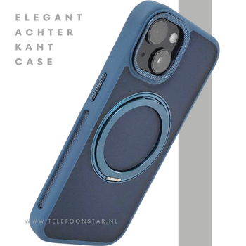 iPhone 15 Hoesje &ndash; Donkerblauw Met Ringhouder & MagSafe | Stevig, Stijlvol & Slim