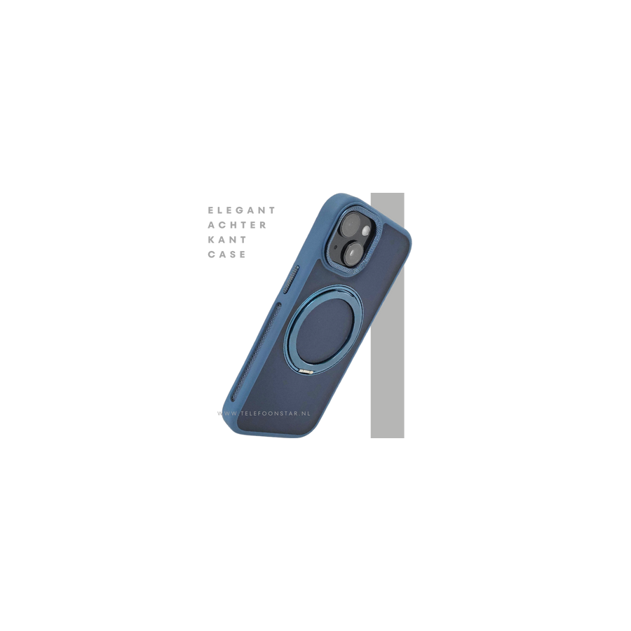 iPhone 15 Hoesje &ndash; Donkerblauw Met Ringhouder &amp; MagSafe | Stevig, Stijlvol &amp; Slim