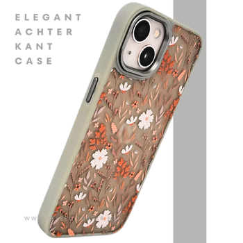 Floral Softcase iPhone 13 / 14 &ndash; Bloemen Hoesje met Groene Rand | Telefoonstar