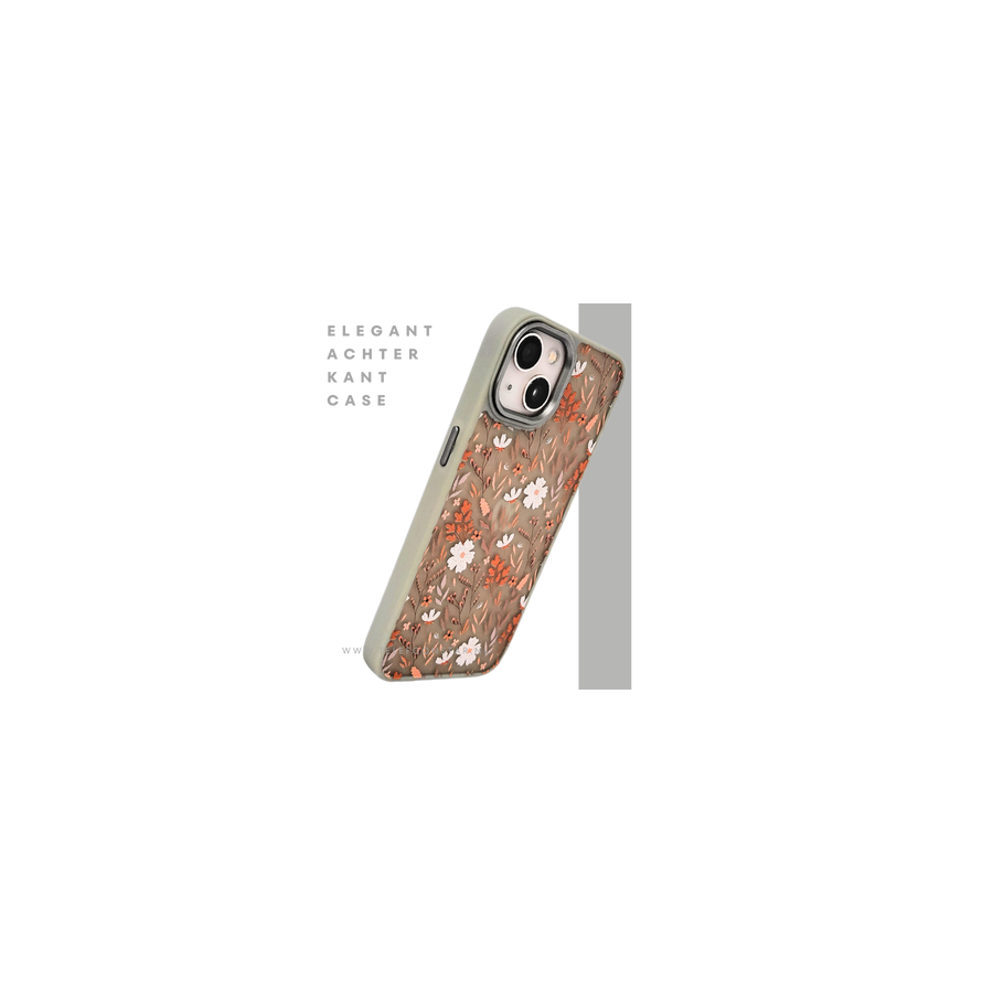 Floral Softcase iPhone 13 / 14 &ndash; Bloemen Hoesje met Groene Rand | Telefoonstar