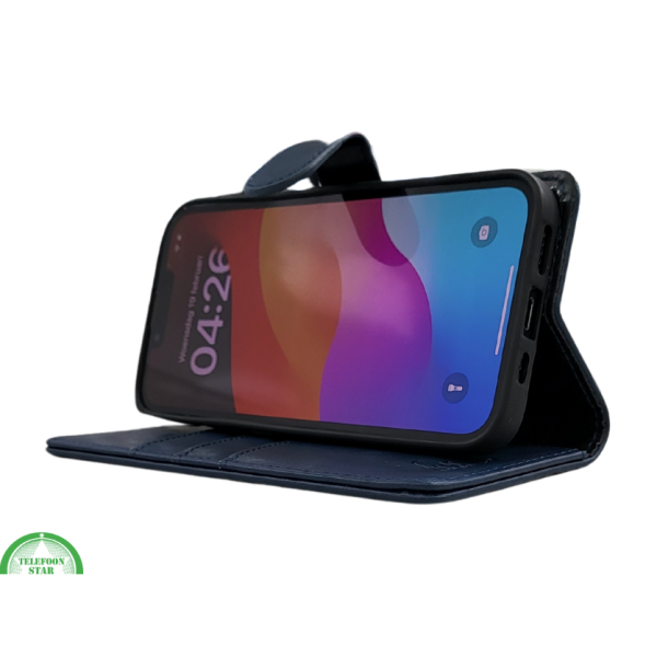 Hoesje voor iphone 17e Boek Case Leer Wallet Case Donkerblauwe  – foto 3