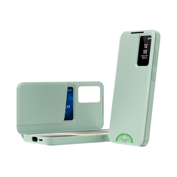 Samsung Galaxy S26 Ultra Licht Groen Lederlook Hoesje Smart View Cover – foto 2