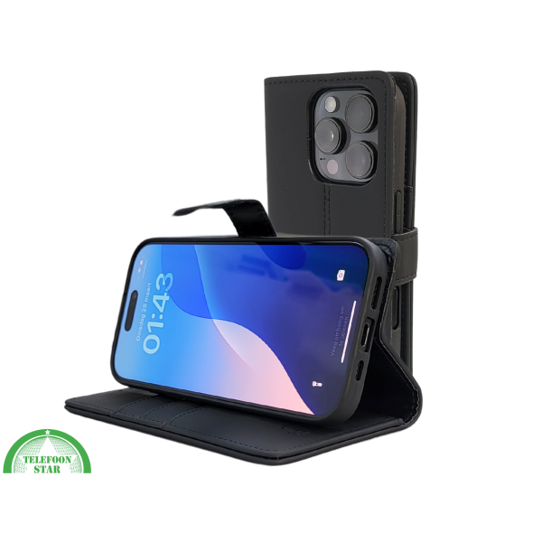 iPhone 16 Pro Max Bookcase Hoesje Zwart &ndash; Leren Look met Magnetische Sluiting – foto 6