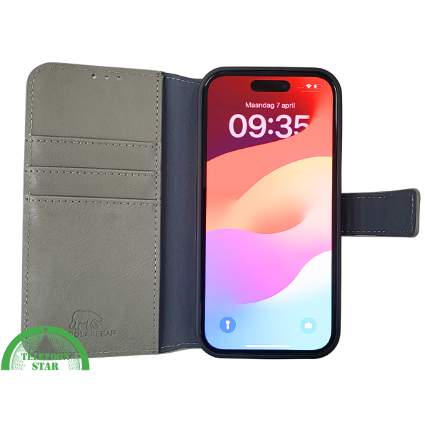 iPhone 15 Plus 2-in-1 Hoesje Groen Leer &ndash; Bookcase Met 2 in 1 Functie – foto 8