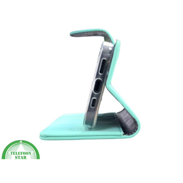 iPhone 15 2-in-1 Hoesje Mintgroen &ndash; Bookcase met Pasjeshouder  – foto 4