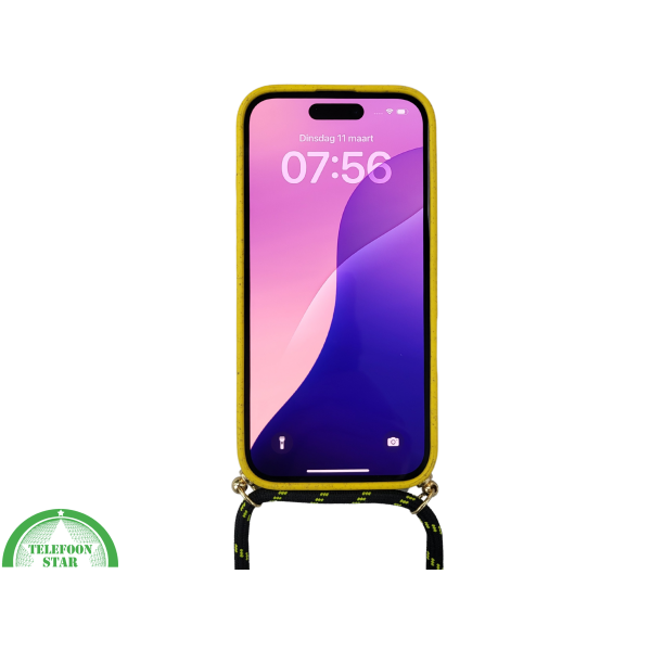 iPhone 16 Hoesje met Koord Geel &ndash; Felgeel &amp; Duurzaam – foto 3