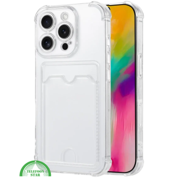 Hoesje voor iPhone 15 Pro Max Transparant met Kaartvak, Shockproof, Sterk & Handig Ontwerp