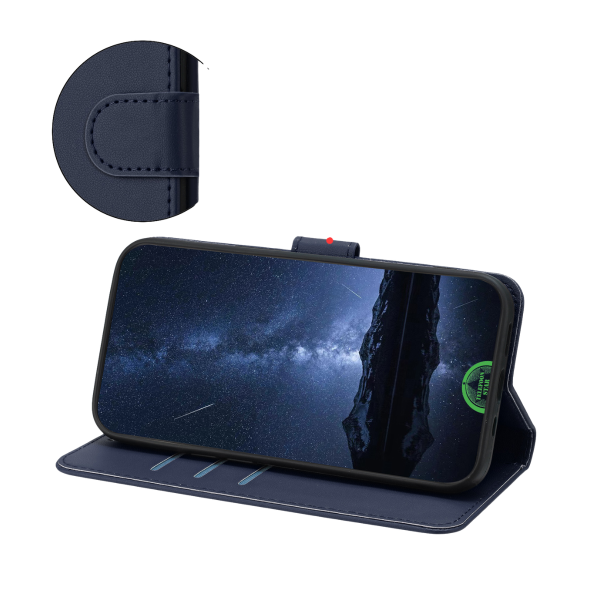 Hoesje voor Xiaomi Redmi A7 Pro Bookcase Blauw Leren Look Beschermhoes – foto 4