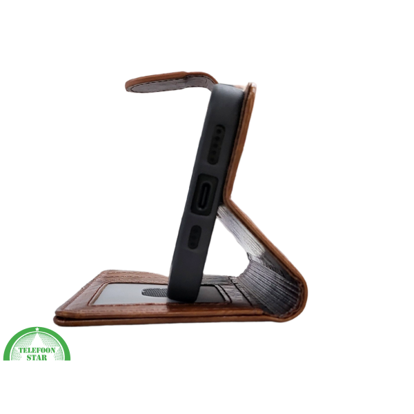 iPhone 16 Pro Max Bookcase Hoesje Bruin &ndash; Vintage Look met Luxe Bescherming – foto 4