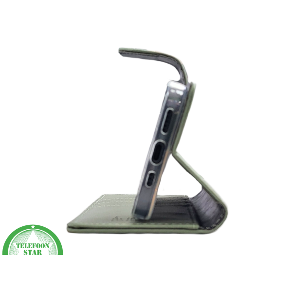 iPhone 15 2-in-1 Hoesje Groen Leer &ndash; Bookcase met Pasjeshouder – foto 4