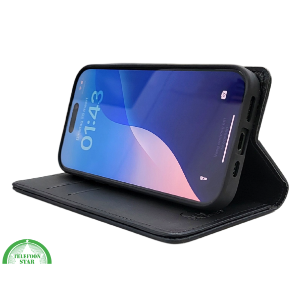 iPhone 16 Pro Max Bookcase Hoesje Zwart &ndash; Dubbele Naad, Luxe Look &amp; Volledige Bescherming – foto 5