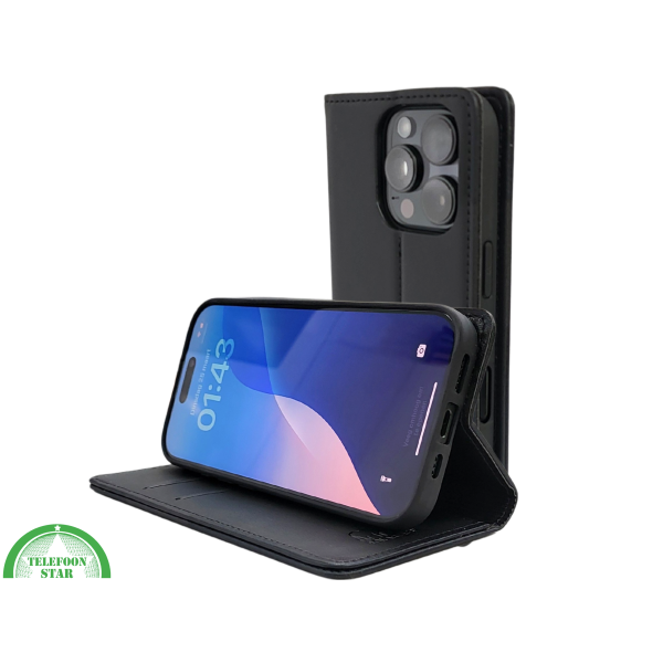 iPhone 16 Pro Max Bookcase Hoesje Zwart &ndash; Dubbele Naad, Luxe Look &amp; Volledige Bescherming – foto 6
