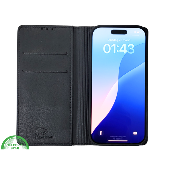 iPhone 16 Pro Max Bookcase Hoesje Zwart &ndash; Dubbele Naad, Luxe Look &amp; Volledige Bescherming – foto 7