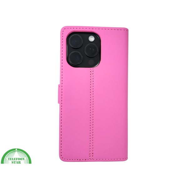 iPhone 16 Pro Bookcase Hoesje Roze &ndash; Stijlvolle Leren Look met Volledige Bescherming – foto 3