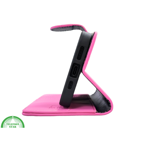 iPhone 16 Pro Bookcase Hoesje Roze &ndash; Stijlvolle Leren Look met Volledige Bescherming – foto 4