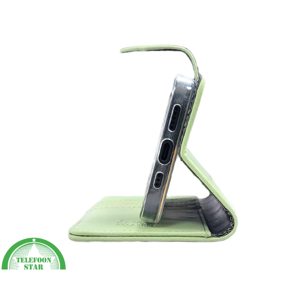 iPhone 15 Plus Hoesje Lichtgroen &ndash; Bookcase met Pasjeshouder – foto 4