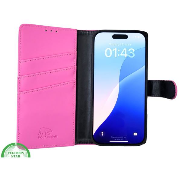 iPhone 16 Pro Bookcase Hoesje Roze &ndash; Stijlvolle Leren Look met Volledige Bescherming – foto 7