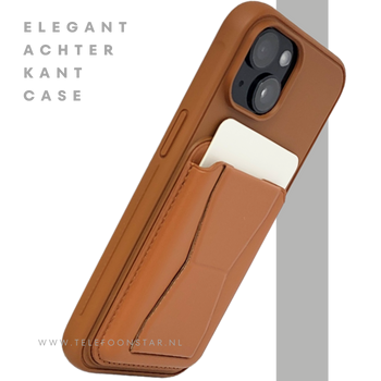 iPhone 15 Hoesje &ndash; Cognacbruin met Pasjeshouder | Functioneel & Stijlvol