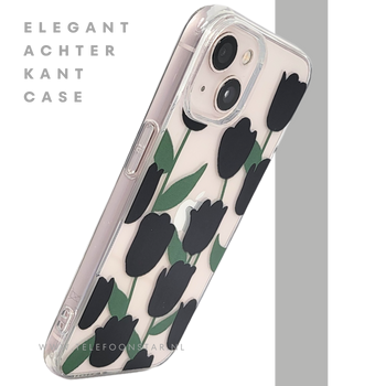 iPhone 13 / 14 Hoesje &ndash; Transparante Case met Zwarte Tulpen | Telefoonstar