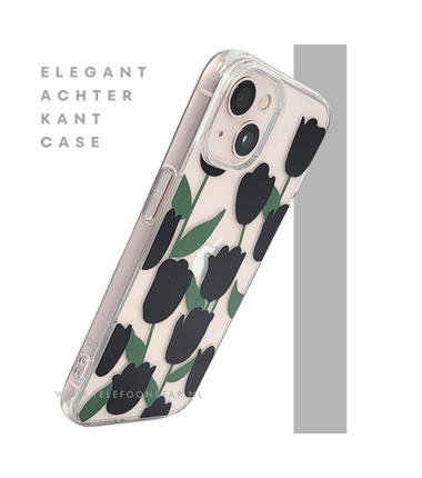 iPhone 13 / 14 Hoesje &ndash; Transparante Case met Zwarte Tulpen | Telefoonstar
