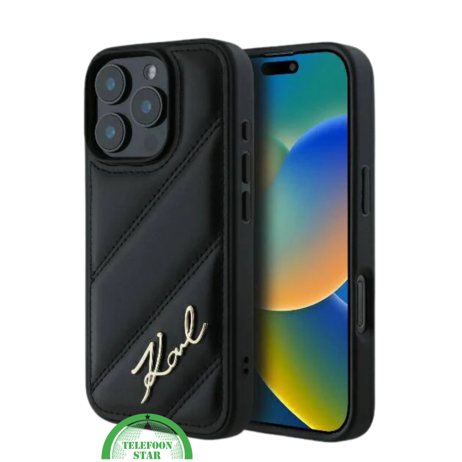 iPhone 16 Pro Luxe Leren Hoesje &ndash; Zwart | Elegant, Stevig en Stijlvol Design