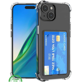 Transparant Shockproof Hoesje voor iPhone 13 met Kaarthouder Praktisch