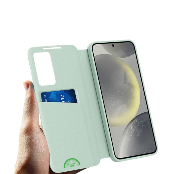 Samsung Galaxy S26 Ultra Licht Groen Lederlook Hoesje Smart View Cover – foto 4