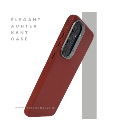 Samsung Galaxy A36 Hoesje Rood &ndash; Luxe Leren Backcover met Metalen Camera Bescherming
