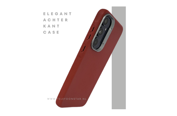 Samsung Galaxy A56 Hoesje Rood – Luxe Leren Backcover met Metalen Camera Bescherming