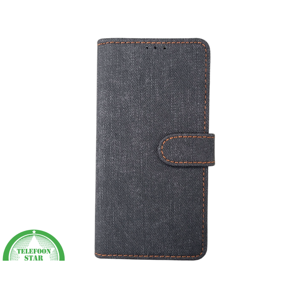 Bookcase Hoesje iPhone 15 Grijs &ndash; Met Pasjeshouder en Oranje Stiksel – foto 2