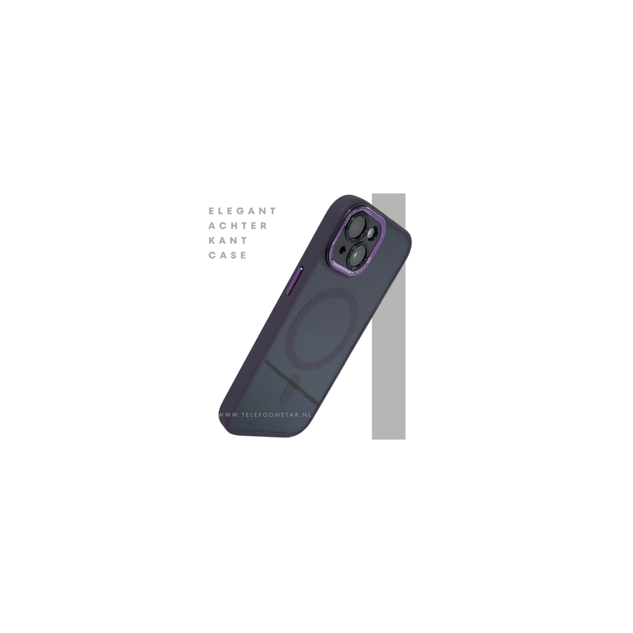iPhone 15 Hoesje &ndash; Paars met Transparante Back &amp; MagSafe | Elegant &amp; Effici&euml;nt