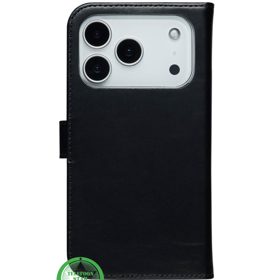 Zwarte bookcase Hoesje voor iPhone 17 Pro Max &ndash;  Veilig &amp; Praktisch en Kaartvakken | Telefoonstar