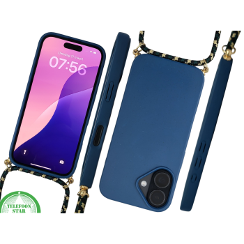 iPhone 16 Hoesje met Koord Donkerblauw – Stijlvol & Duurzaam