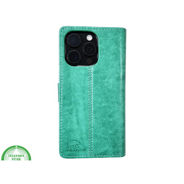 iPhone 16 Pro Bookcase Hoesje &ndash; Turquoise Vintage Look – foto 3