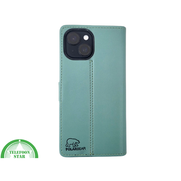 iPhone 15 Plus Bookcase Hoesje Groen &ndash; Leren Case met Pasjeshouder – foto 3