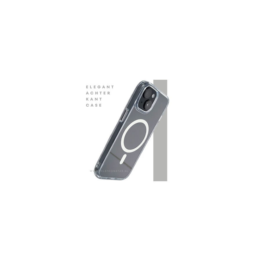 iPhone 15 Hoesje &ndash; Transparant Met Witte MagSafe Ring | Strak, Slim &amp; Beschermend